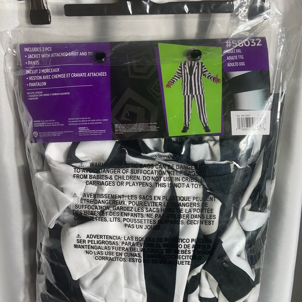 Beetlejuice Men's Adult Halloween Costume Suit Size 2XL Fits 48-52 2PCS NWT - Picture 3 of 5